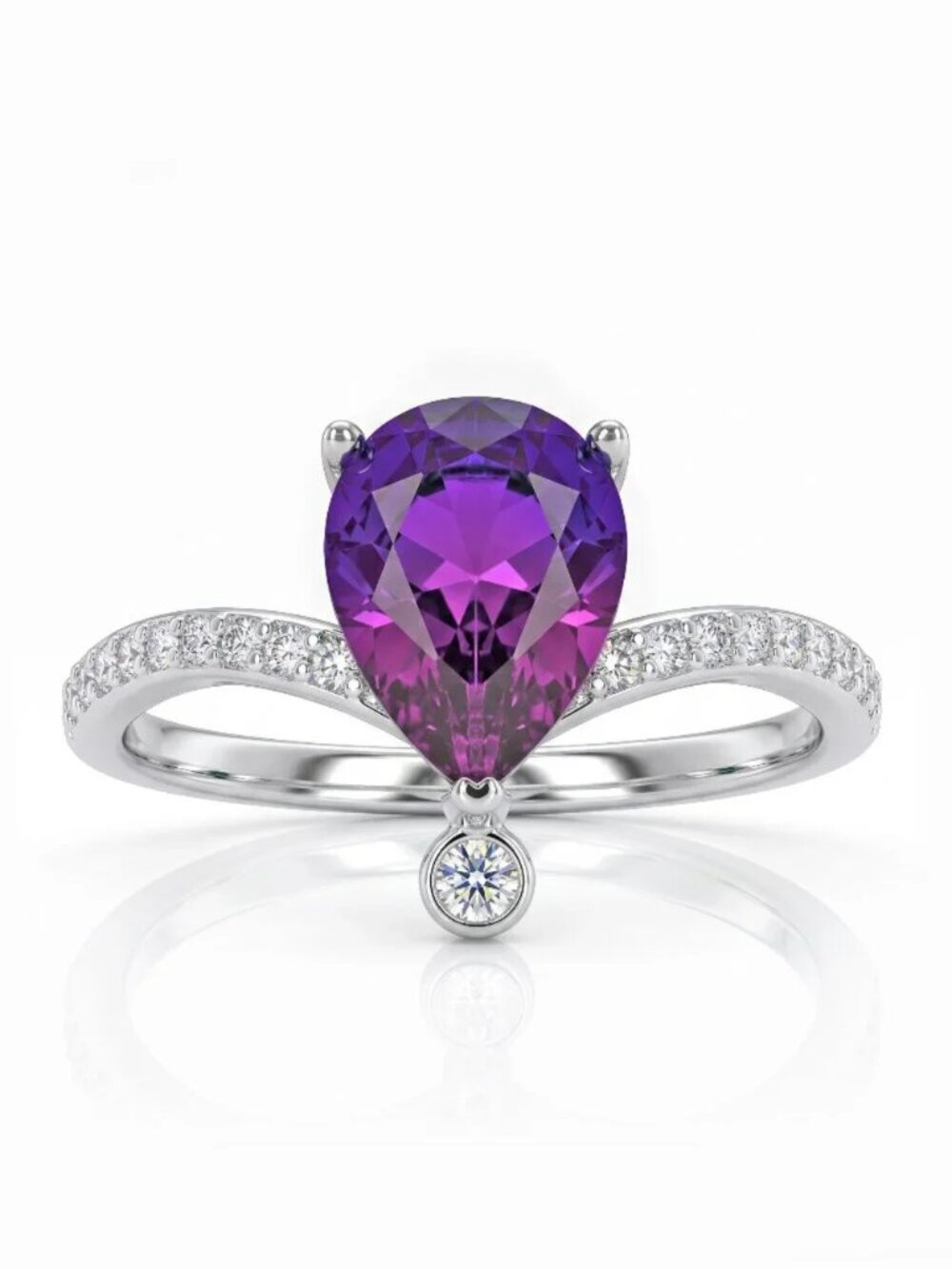 Pink & Purple Pear cut Gemstone Ring, 925 Sterling Silver Charmed Aroma